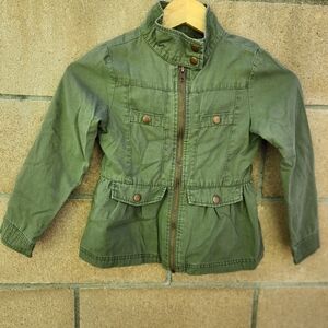 The Children's Place Girl's Lined Army Green Zip Up Jacket Size 7/8